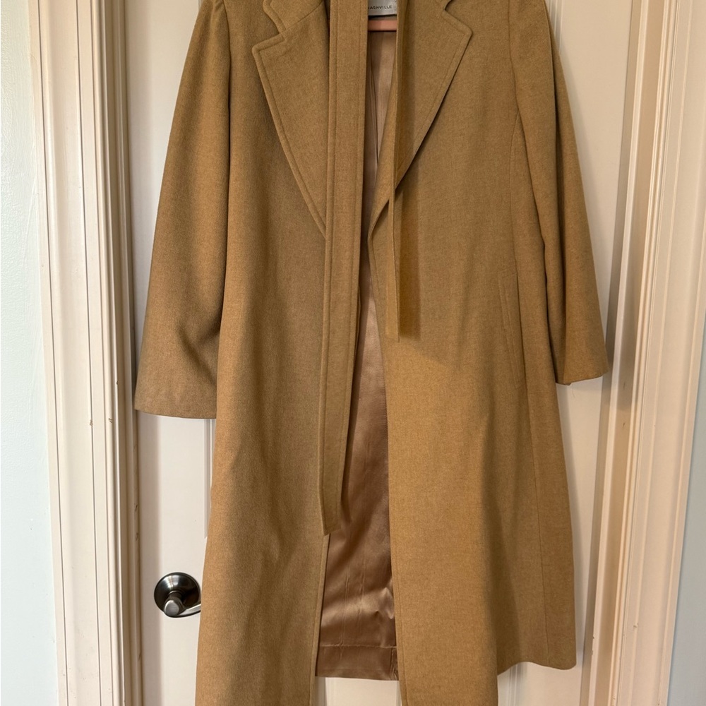 Vintage Brown Tan Camel Hair Trench Coat for Women- Fleurette of California - Picture 3 of 17